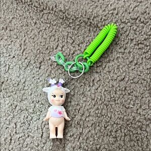 Green Keychain Kids Toy with Cute Doll Charm